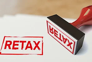 Stempel mit Aufschrift Retax